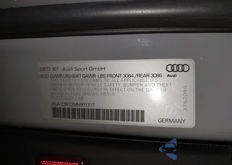 2021 Audi Rs 6 Avant Tfsi Quattro Tiptronic z USA, uszkodzony, nr VIN WUA1CBF22MN901317